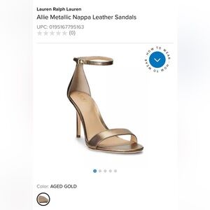 Ralph Lauren Allie Metallic Nappa Leather Sandals 8.5